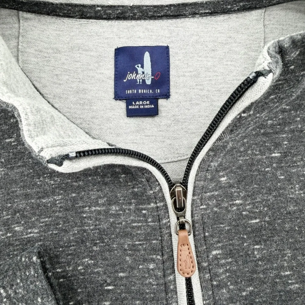 Johnnie-O Sully Quarter Zip Pullover Mens Large Pewter Heathered Excellent